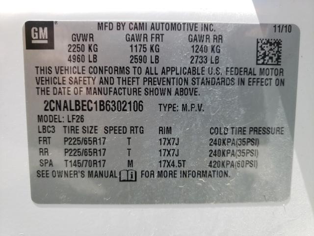 Photo 9 VIN: 2CNALBEC1B6302106 - CHEVROLET EQUINOX LS 