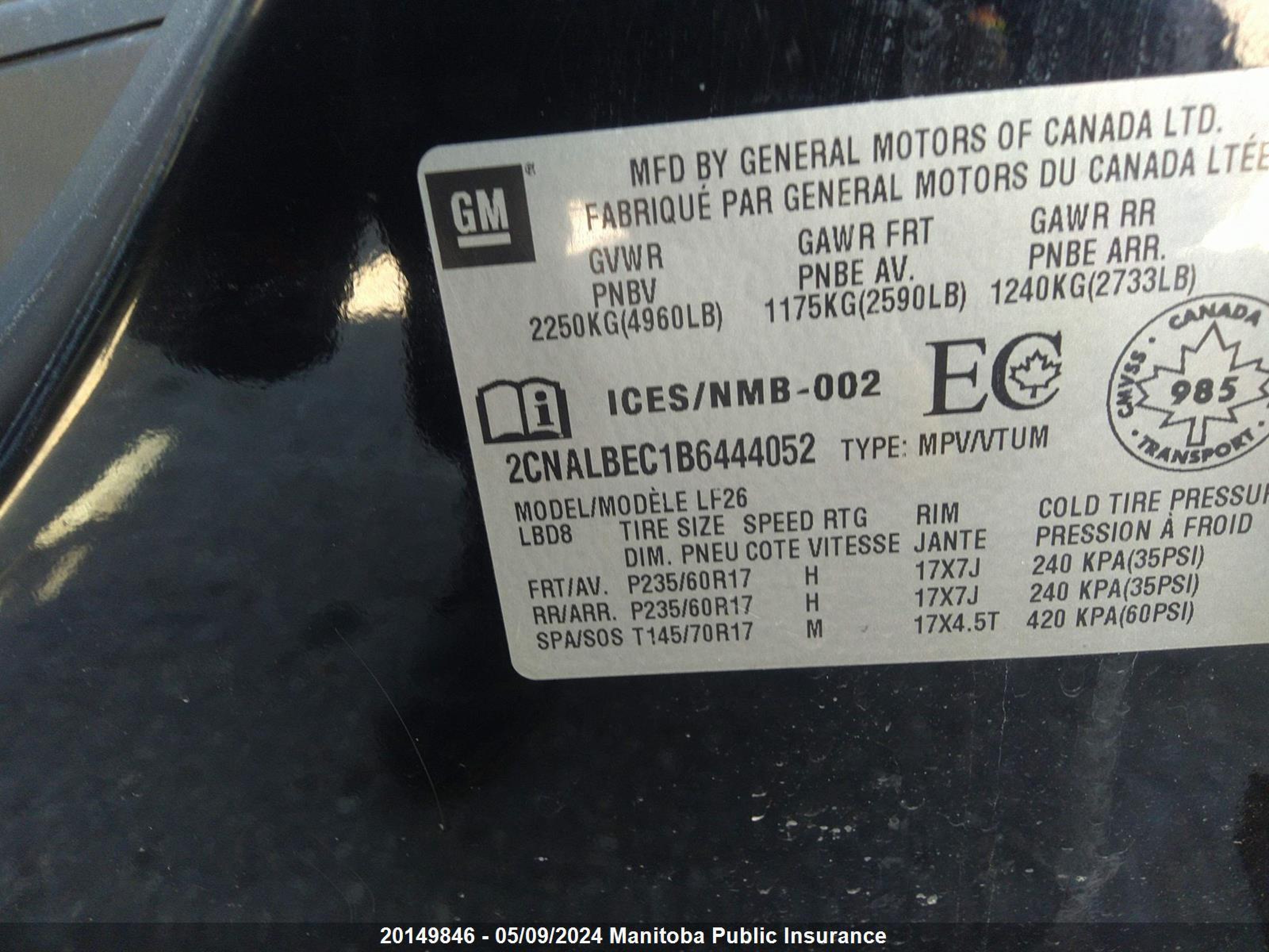 Photo 8 VIN: 2CNALBEC1B6444052 - CHEVROLET EQUINOX 