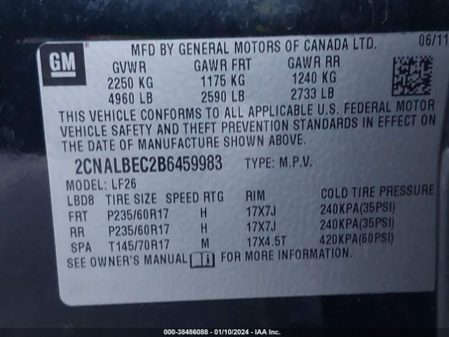 Photo 8 VIN: 2CNALBEC2B6459983 - CHEVROLET EQUINOX 