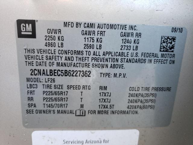 Photo 9 VIN: 2CNALBEC5B6227362 - CHEVROLET EQUINOX LS 