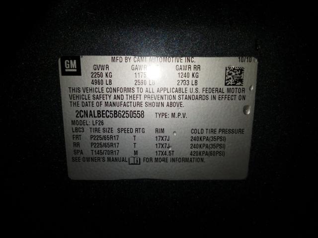 Photo 9 VIN: 2CNALBEC5B6250558 - CHEVROLET EQUINOX LS 