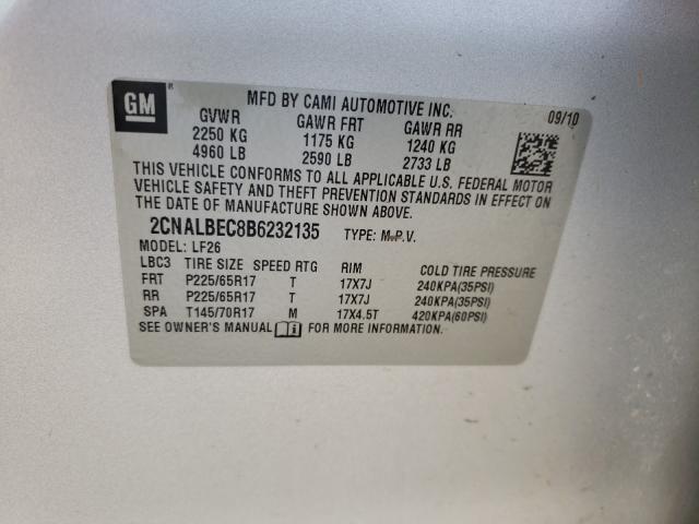 Photo 9 VIN: 2CNALBEC8B6232135 - CHEVROLET EQUINOX LS 