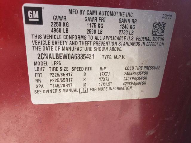 Photo 9 VIN: 2CNALBEW0A6335431 - CHEVROLET EQUINOX LS 