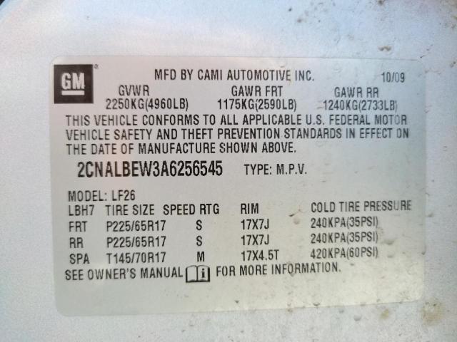 Photo 9 VIN: 2CNALBEW3A6256545 - CHEVROLET EQUINOX LS 