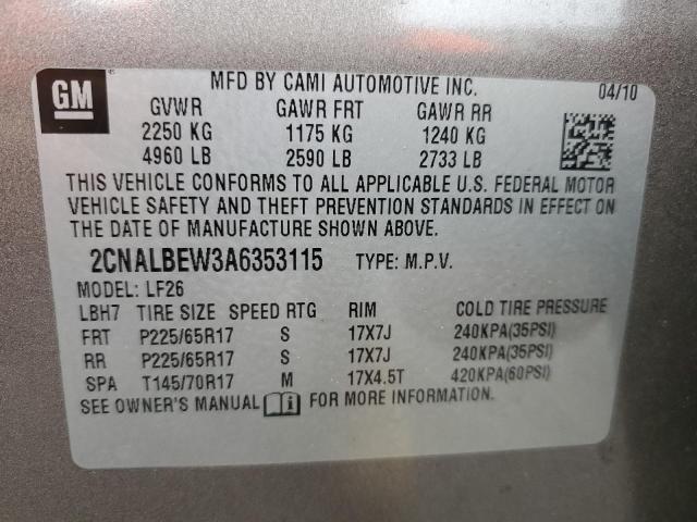 Photo 9 VIN: 2CNALBEW3A6353115 - CHEVROLET EQUINOX LS 