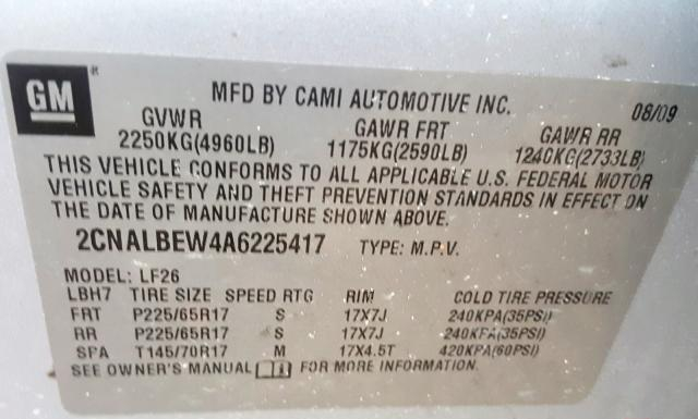 Photo 9 VIN: 2CNALBEW4A6225417 - CHEVROLET EQUINOX 