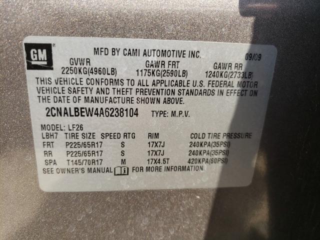 Photo 9 VIN: 2CNALBEW4A6238104 - CHEVROLET EQUINOX LS 