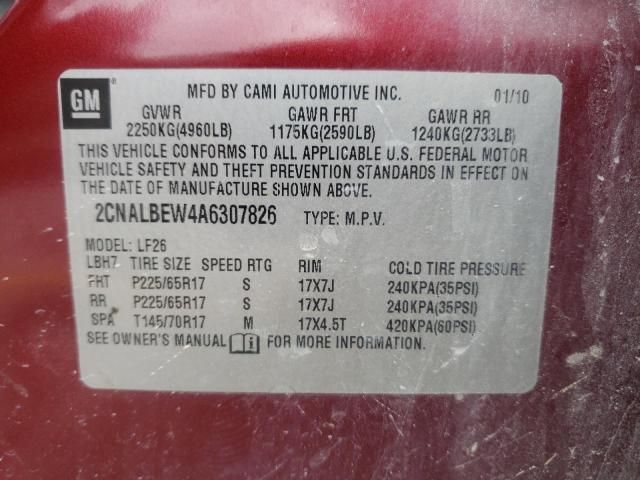 Photo 9 VIN: 2CNALBEW4A6307826 - CHEVROLET EQUINOX LS 