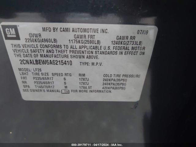 Photo 8 VIN: 2CNALBEW6A6215410 - CHEVROLET EQUINOX 