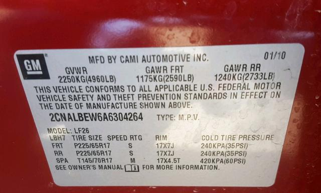 Photo 9 VIN: 2CNALBEW6A6304264 - CHEVROLET EQUINOX 