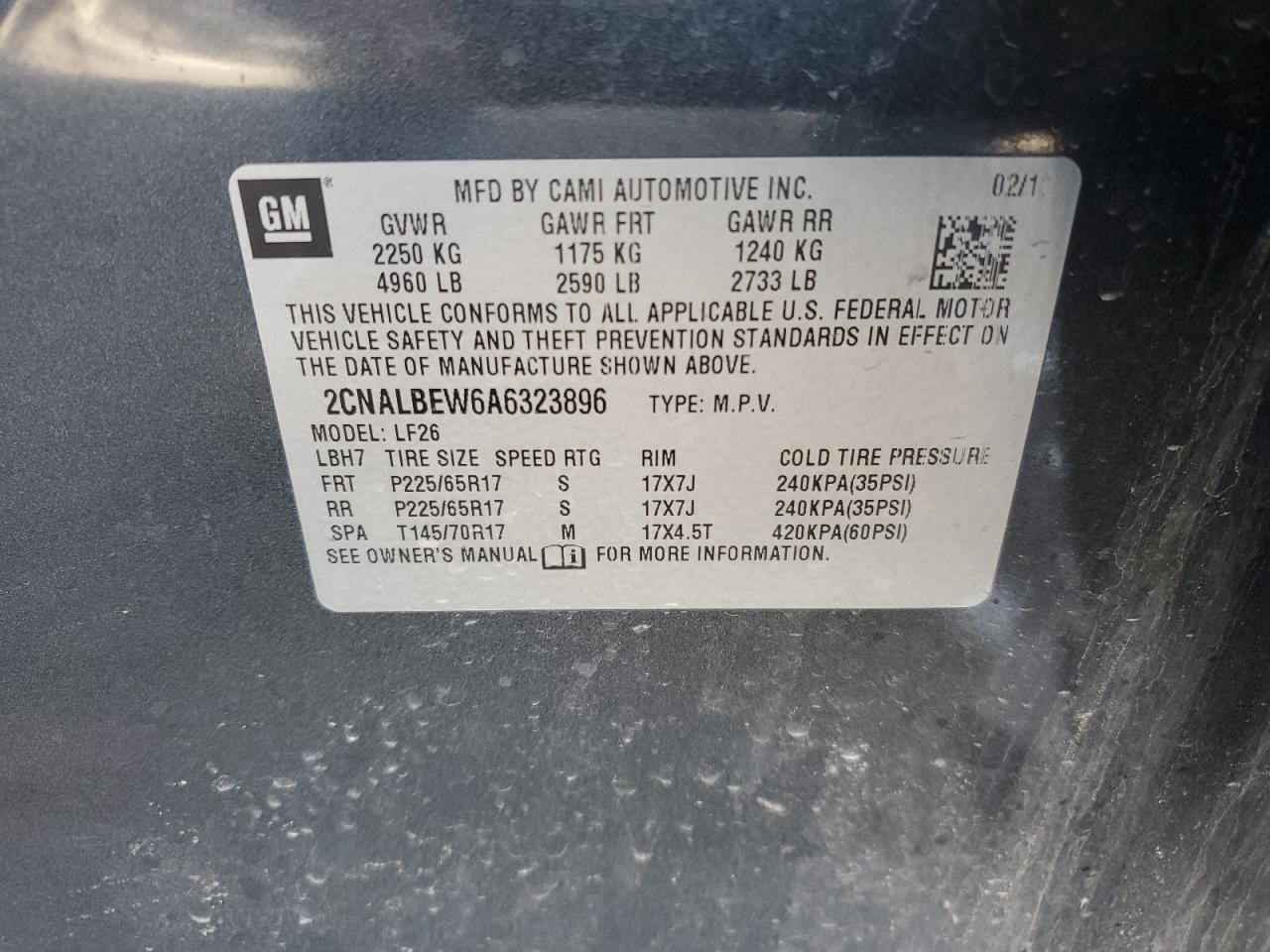 Photo 12 VIN: 2CNALBEW6A6323896 - CHEVROLET EQUINOX 