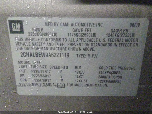 Photo 8 VIN: 2CNALBEW9A6221119 - CHEVROLET EQUINOX 