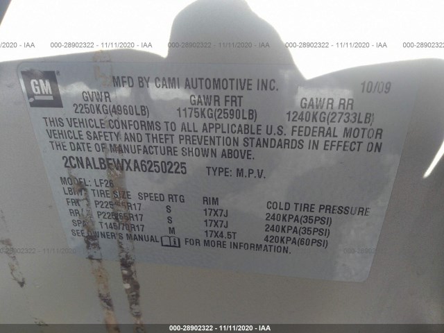 Photo 8 VIN: 2CNALBEWXA6250225 - CHEVROLET EQUINOX 