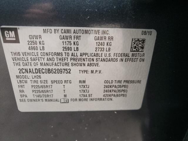 Photo 9 VIN: 2CNALDEC0B6209752 - CHEVROLET EQUINOX LT 