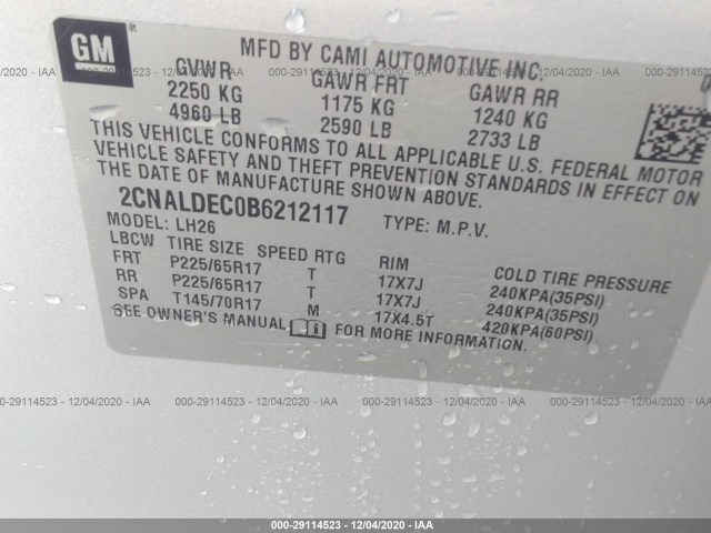 Photo 8 VIN: 2CNALDEC0B6212117 - CHEVROLET EQUINOX 