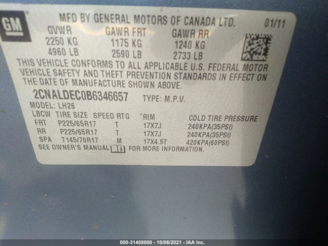 Photo 8 VIN: 2CNALDEC0B6346657 - CHEVROLET EQUINOX 