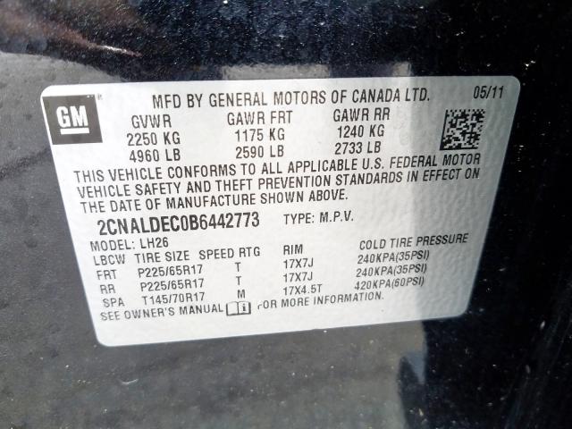 Photo 9 VIN: 2CNALDEC0B6442773 - CHEVROLET EQUINOX LT 