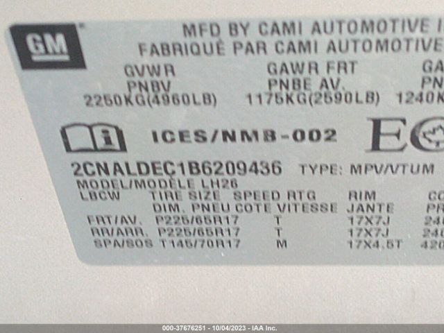 Photo 8 VIN: 2CNALDEC1B6209436 - CHEVROLET EQUINOX 