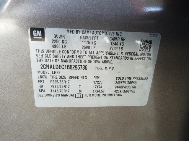 Photo 9 VIN: 2CNALDEC1B6296786 - CHEVROLET EQUINOX LT 