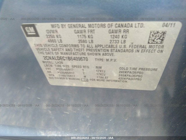 Photo 8 VIN: 2CNALDEC1B6409670 - CHEVROLET EQUINOX 