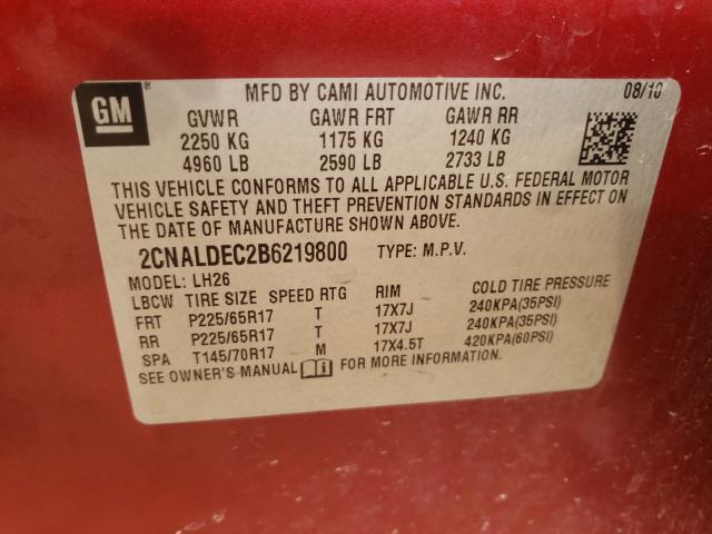 Photo 9 VIN: 2CNALDEC2B6219800 - CHEVROLET EQUINOX LT 