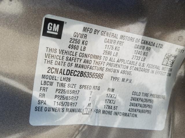 Photo 9 VIN: 2CNALDEC2B6356588 - CHEVROLET EQUINOX LT 