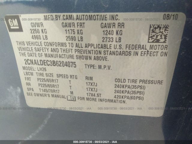 Photo 8 VIN: 2CNALDEC3B6204075 - CHEVROLET EQUINOX 