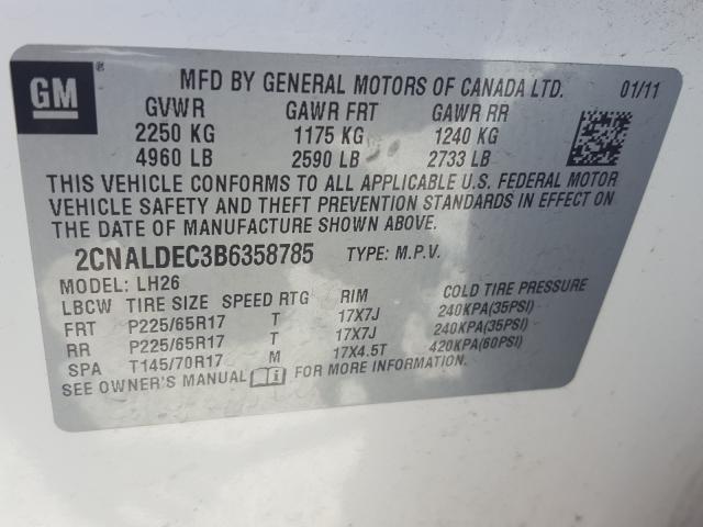 Photo 9 VIN: 2CNALDEC3B6358785 - CHEVROLET EQUINOX LT 