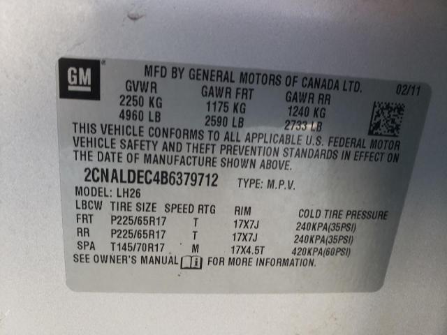 Photo 9 VIN: 2CNALDEC4B6379712 - CHEVROLET EQUINOX LT 