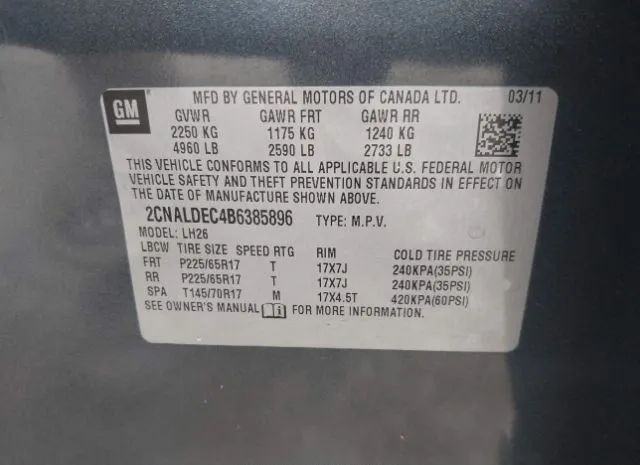 Photo 8 VIN: 2CNALDEC4B6385896 - CHEVROLET EQUINOX 