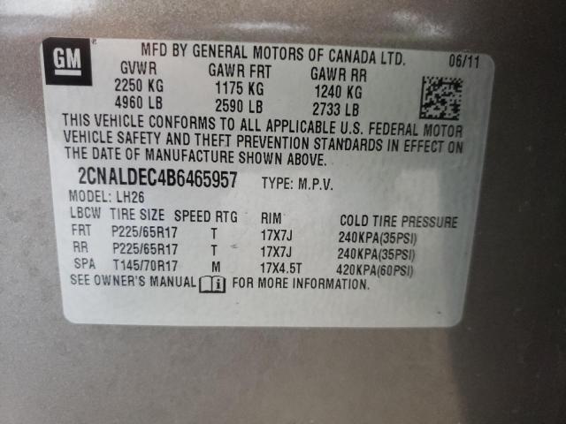 Photo 9 VIN: 2CNALDEC4B6465957 - CHEVROLET EQUINOX LT 