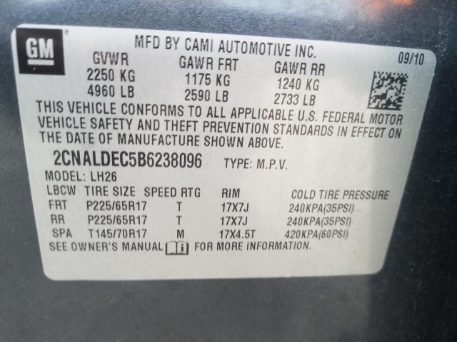 Photo 9 VIN: 2CNALDEC5B6238096 - CHEVROLET EQUINOX LT 