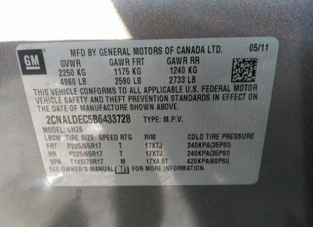 Photo 8 VIN: 2CNALDEC5B6433728 - CHEVROLET EQUINOX 