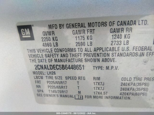 Photo 8 VIN: 2CNALDEC5B6448651 - CHEVROLET EQUINOX 