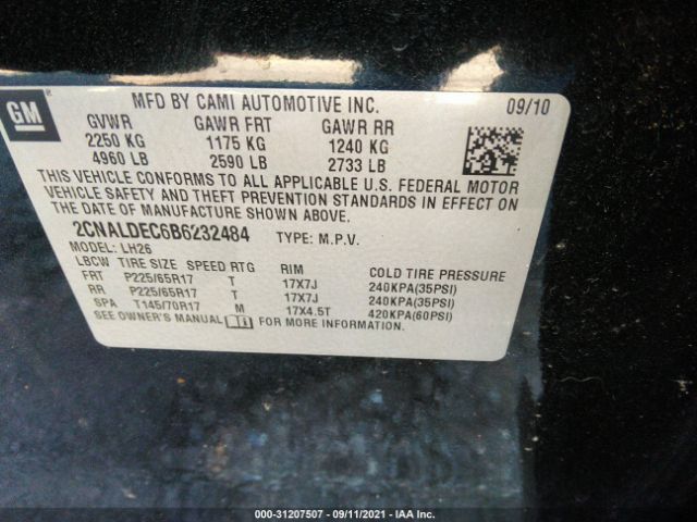 Photo 8 VIN: 2CNALDEC6B6232484 - CHEVROLET EQUINOX 