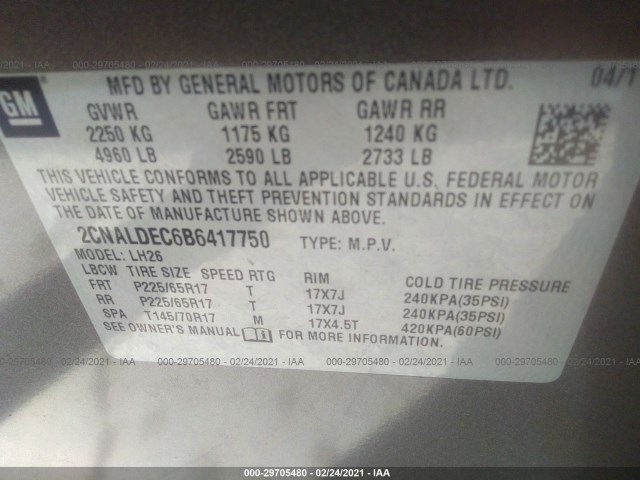 Photo 8 VIN: 2CNALDEC6B6417750 - CHEVROLET EQUINOX 