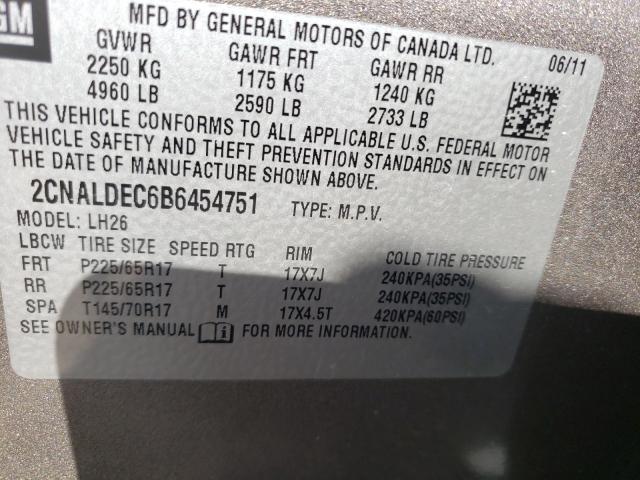 Photo 9 VIN: 2CNALDEC6B6454751 - CHEVROLET EQUINOX LT 