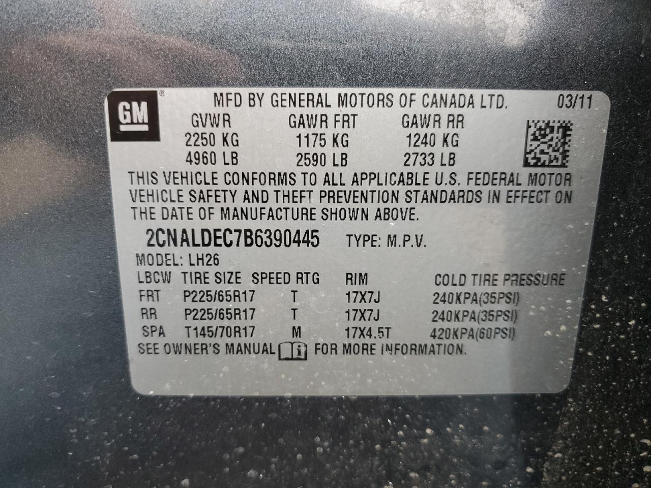 Photo 11 VIN: 2CNALDEC7B6390445 - CHEVROLET EQUINOX 