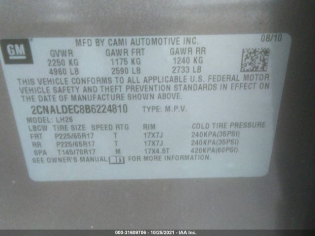 Photo 8 VIN: 2CNALDEC8B6224810 - CHEVROLET EQUINOX 