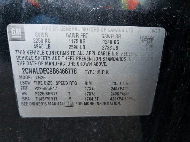 Photo 9 VIN: 2CNALDEC9B6466778 - CHEVROLET EQUINOX LT 