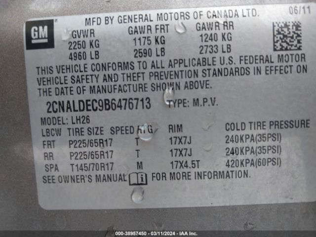 Photo 8 VIN: 2CNALDEC9B6476713 - CHEVROLET EQUINOX 