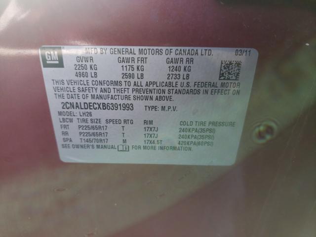 Photo 9 VIN: 2CNALDECXB6391993 - CHEVROLET EQUINOX LT 