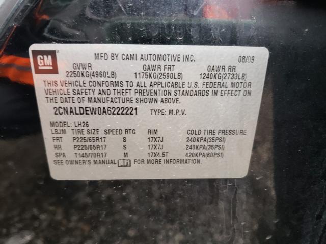 Photo 9 VIN: 2CNALDEW0A6222221 - CHEVROLET EQUINOX LT 