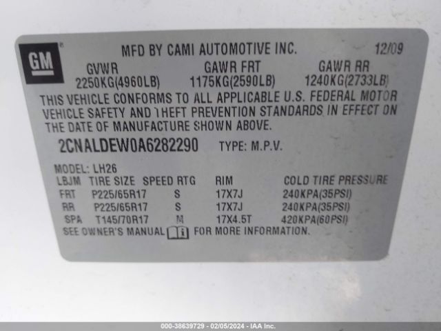 Photo 8 VIN: 2CNALDEW0A6282290 - CHEVROLET EQUINOX 