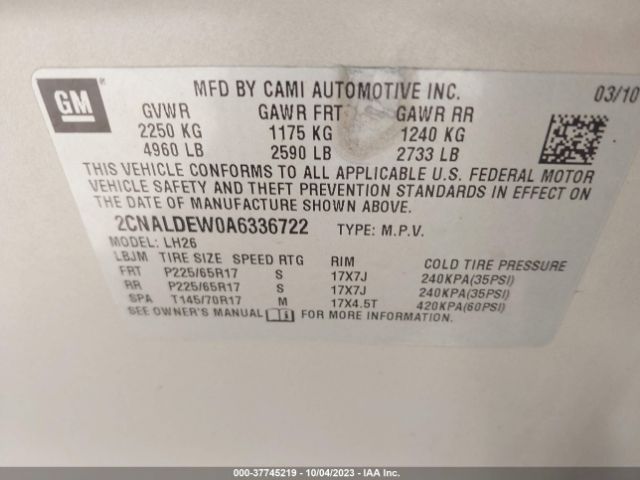 Photo 8 VIN: 2CNALDEW0A6336722 - CHEVROLET EQUINOX 