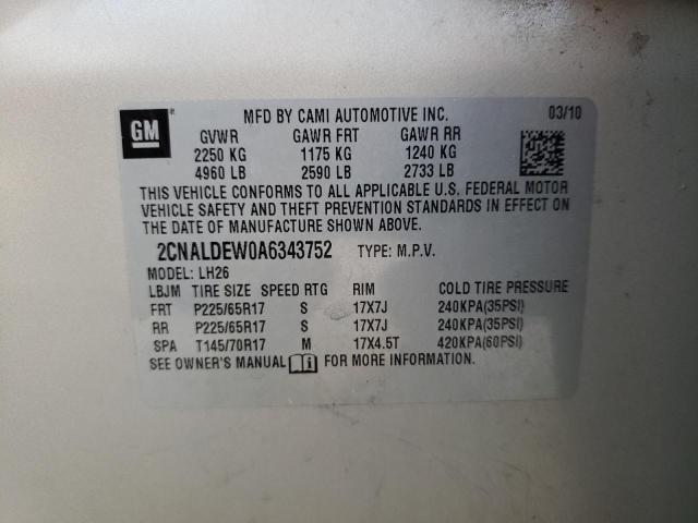 Photo 12 VIN: 2CNALDEW0A6343752 - CHEVROLET EQUINOX LT 