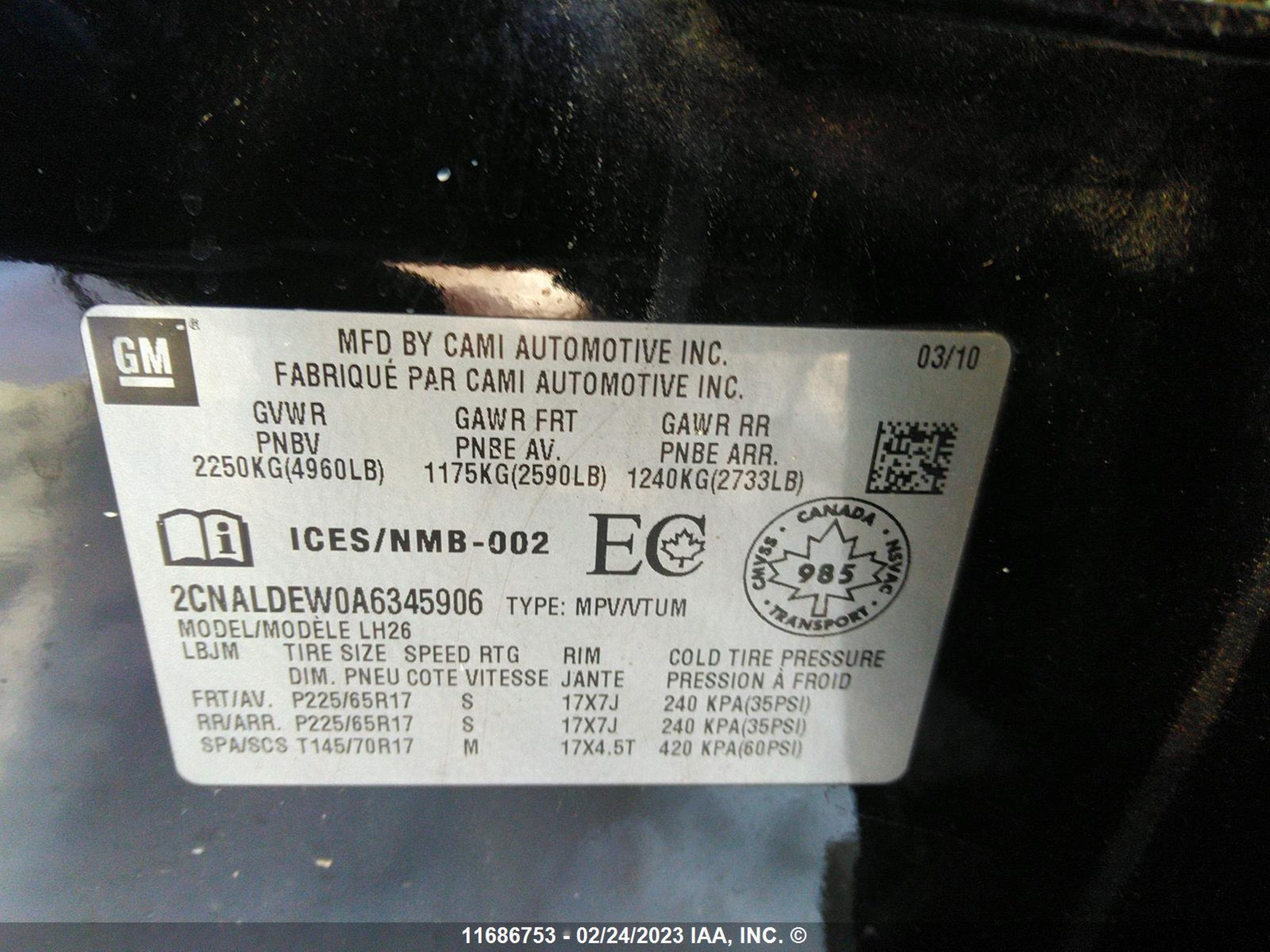 Photo 8 VIN: 2CNALDEW0A6345906 - CHEVROLET EQUINOX 