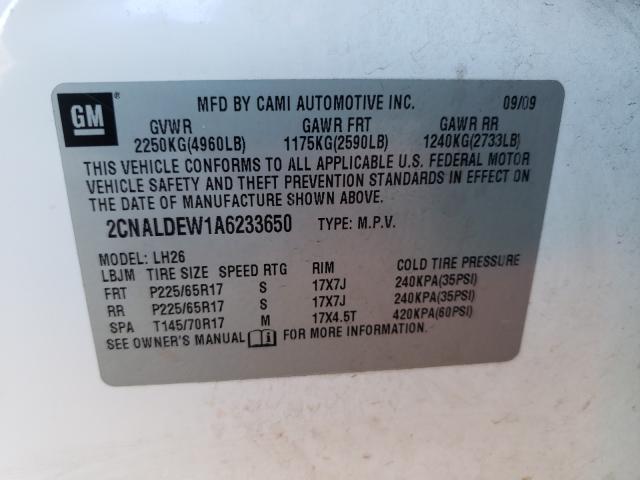 Photo 9 VIN: 2CNALDEW1A6233650 - CHEVROLET EQUINOX LT 