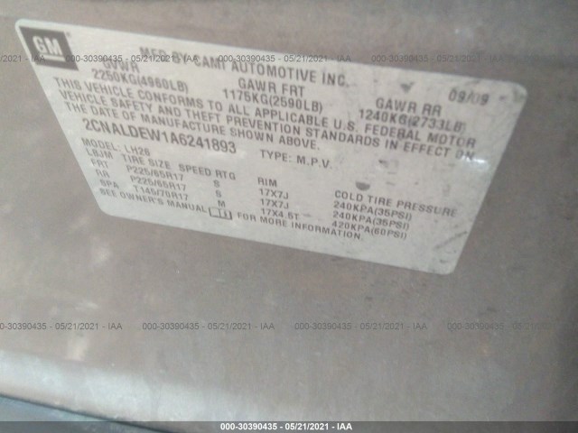 Photo 8 VIN: 2CNALDEW1A6241893 - CHEVROLET EQUINOX 