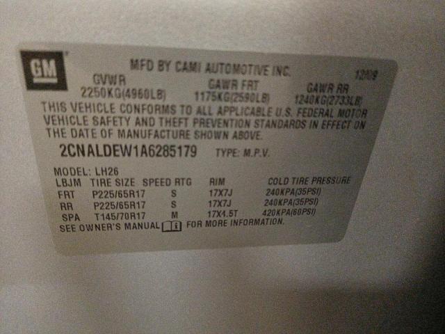 Photo 9 VIN: 2CNALDEW1A6285179 - CHEVROLET EQUINOX LT 